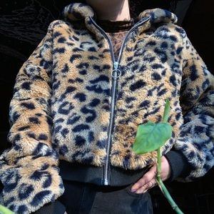 Cheetah Print Womens Outerwear zip